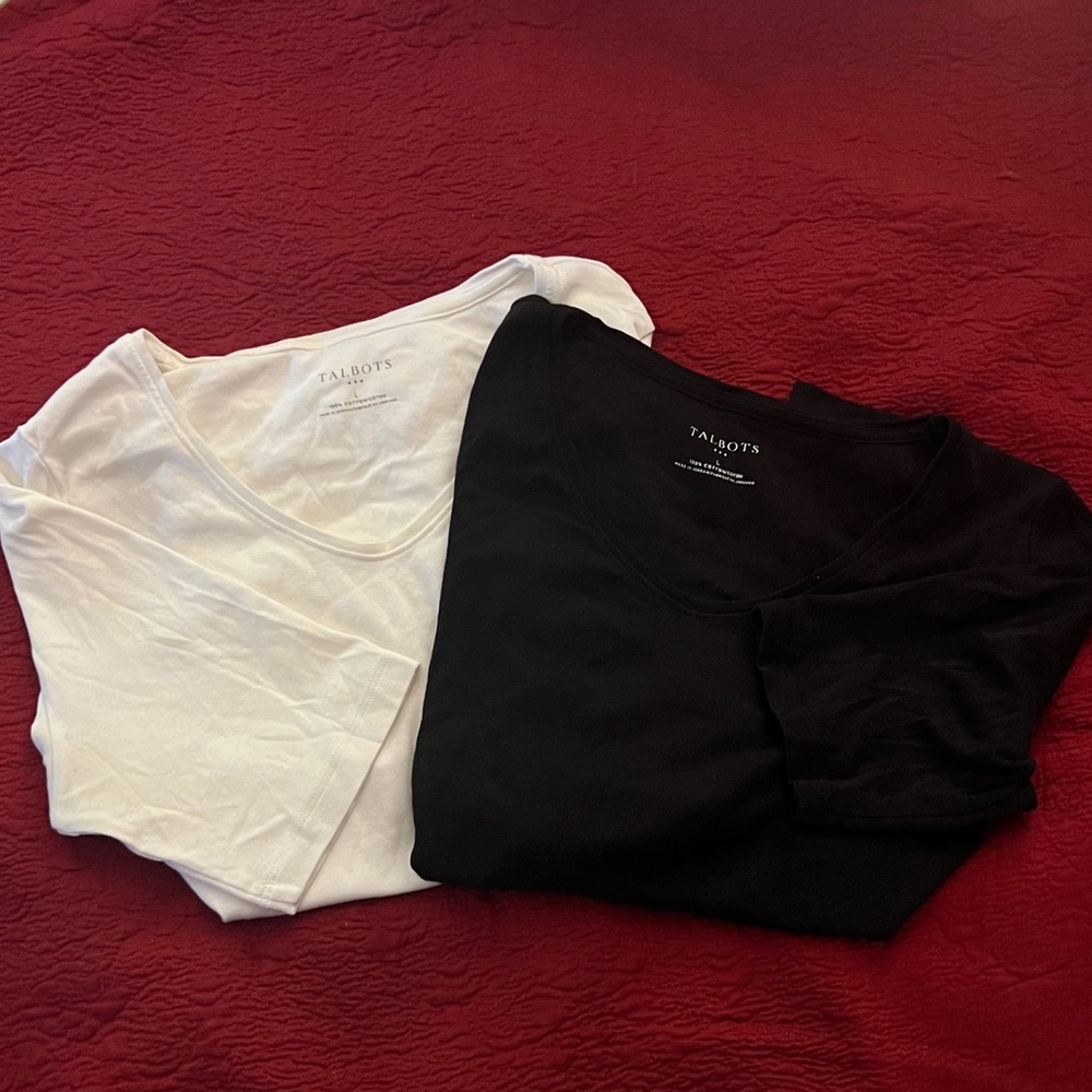 Talbots Classic Black and White Tees